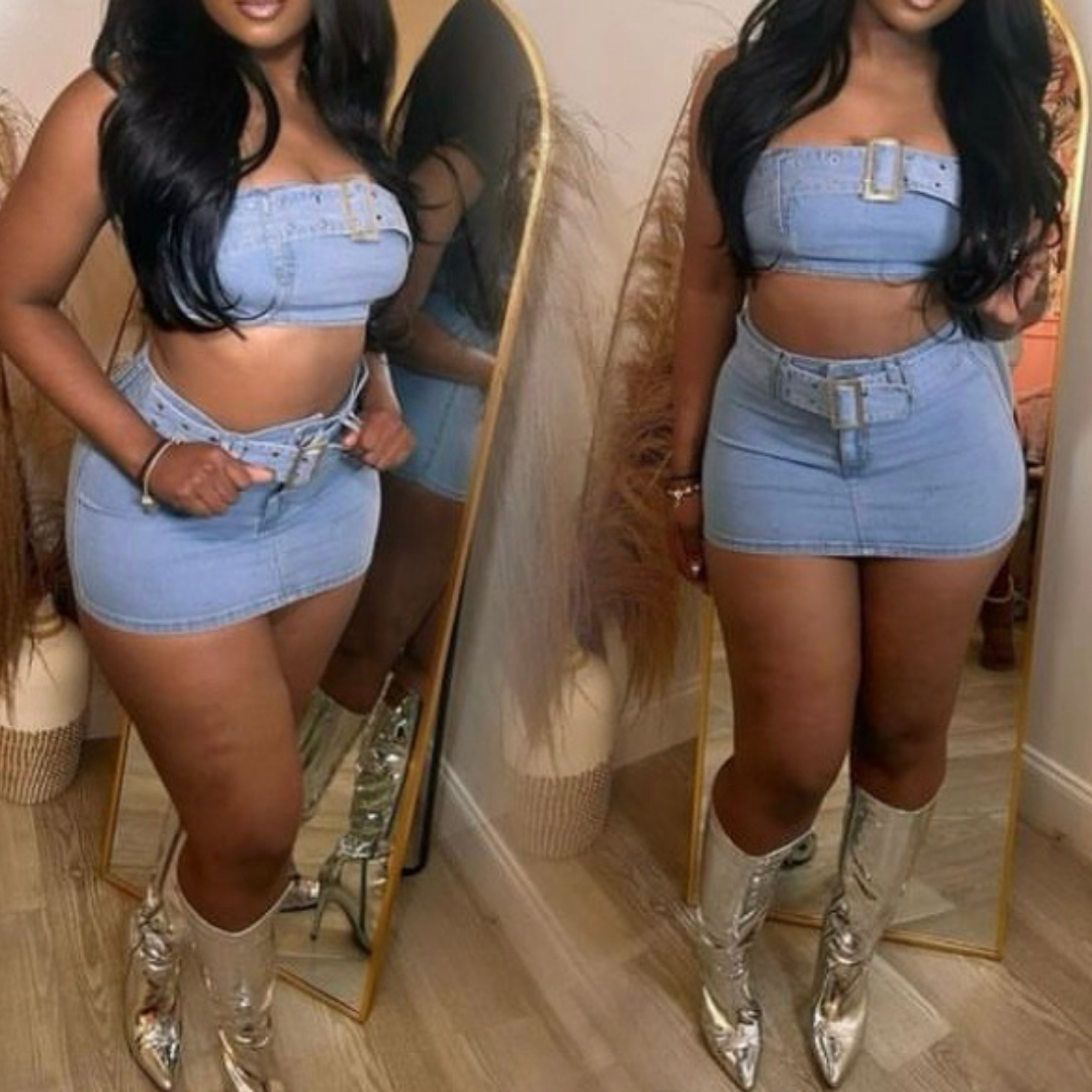 JEAN MINI SKIRT SET